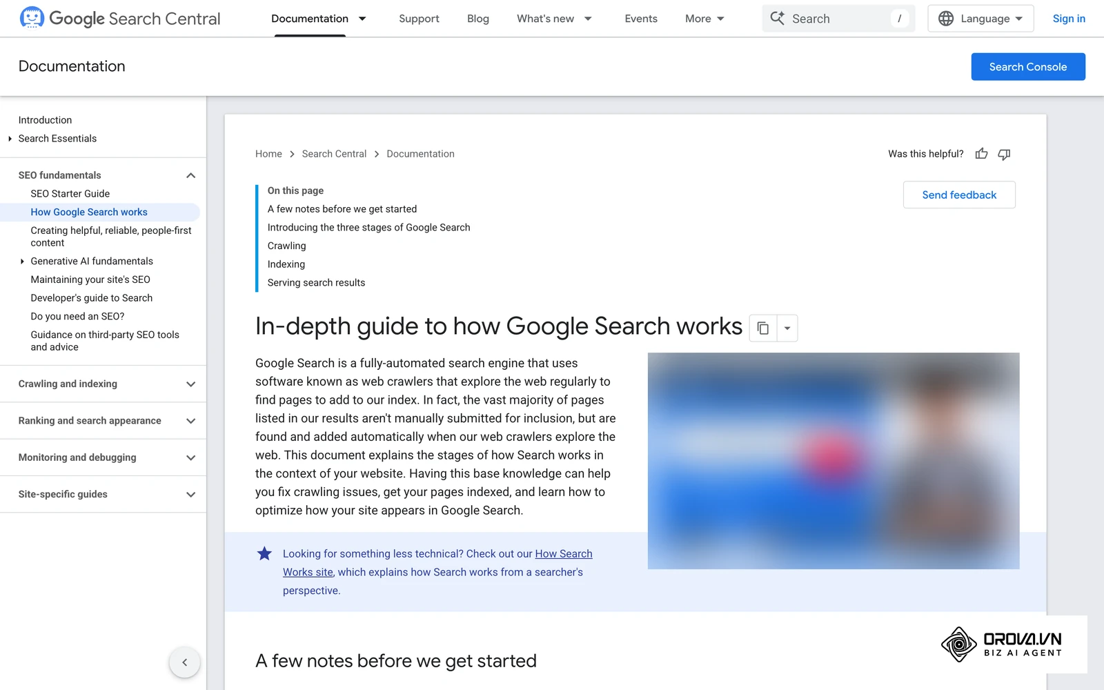 Google Search Central raksts par to, kā darbojas Google meklēšana: pārmeklēšana, indeksēšana un rezultātu rādīšana.