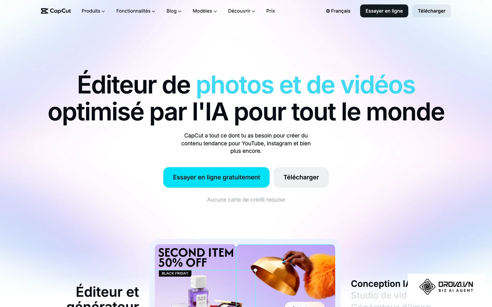 CapCut, éditeur vidéo souvent utilisé pour raccourcir l'ouverture d'une vidéo avant de la republier et de générer le code.