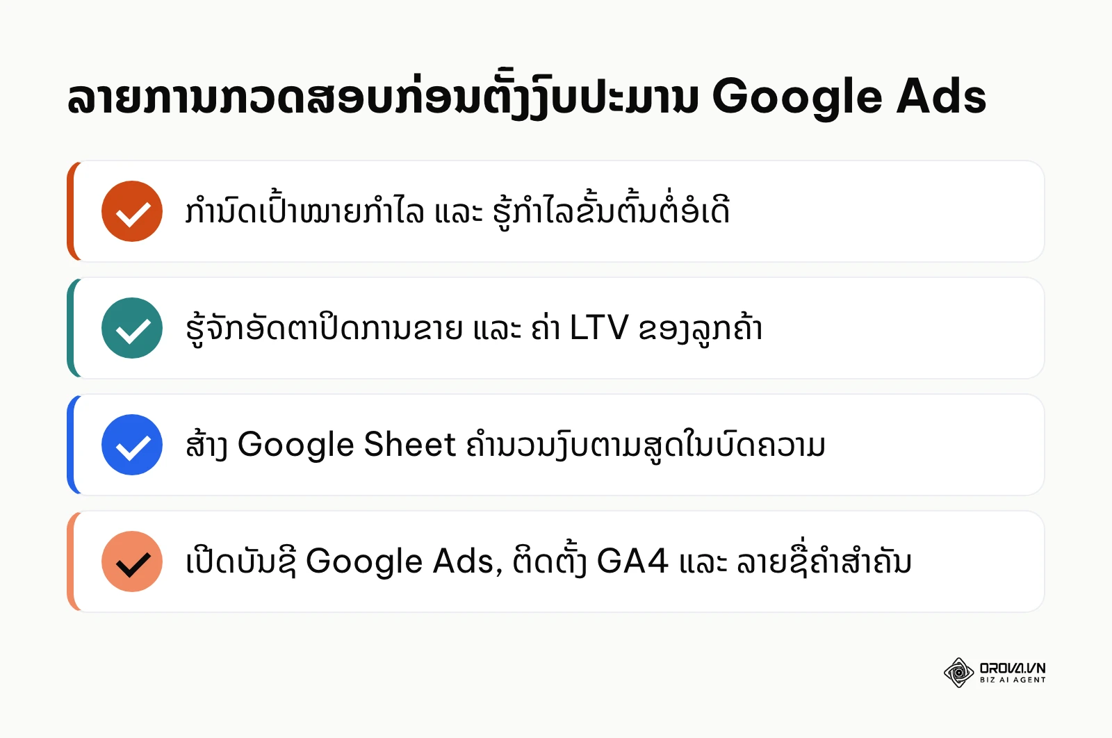 ລາຍການກວດສອບ 4 ຢ່າງທີ່ຕ້ອງກຽມກ່ອນເລີ່ມຕັ້ງງົບປະມານ Google Ads