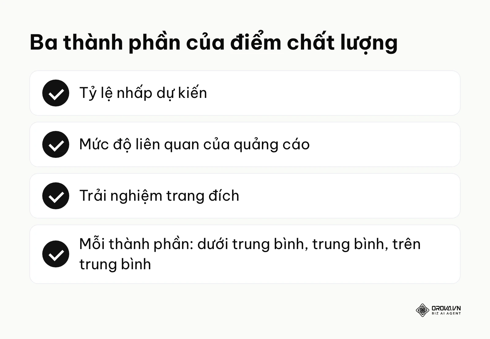 Ba thành phần tạo nên điểm chất lượng Google Ads và ba mức đánh giá
