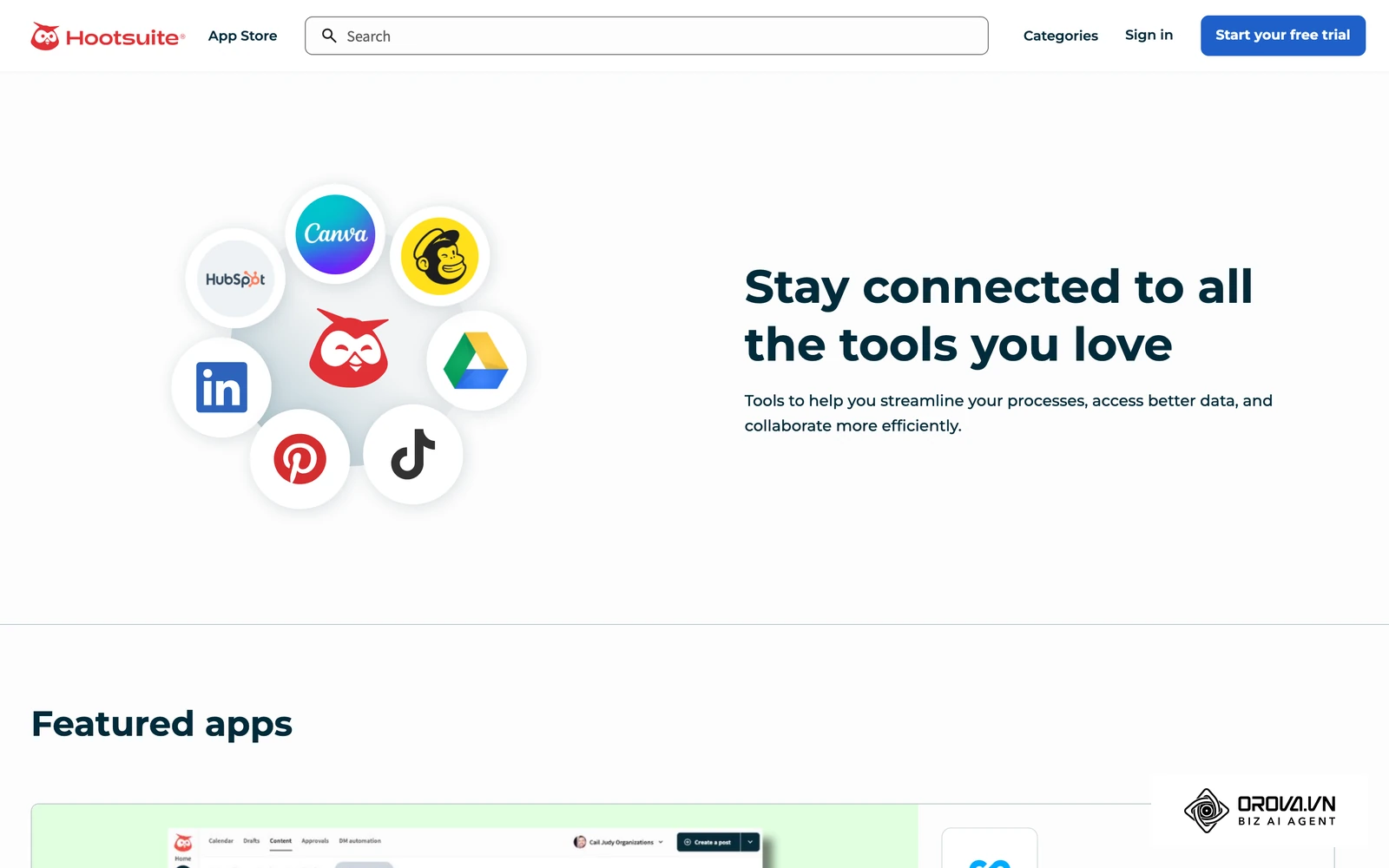 Hootsuite's app directory is where integrations such as CRM connectors are added.