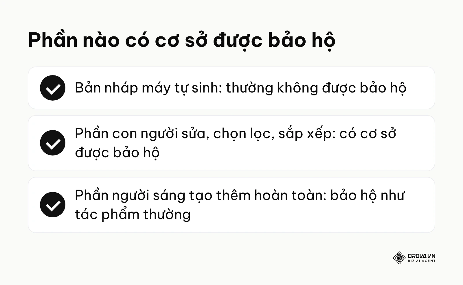 Tóm tắt phần nào trong tác phẩm có AI tham gia có cơ sở được bảo hộ quyền tác giả