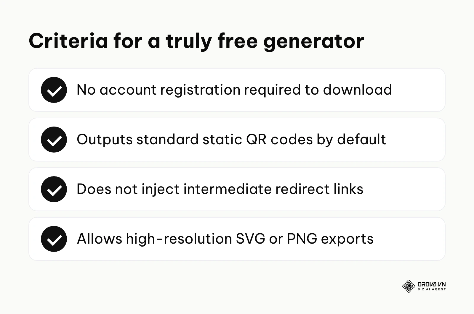 Summary of essential criteria when selecting a reliable free QR code generator tool