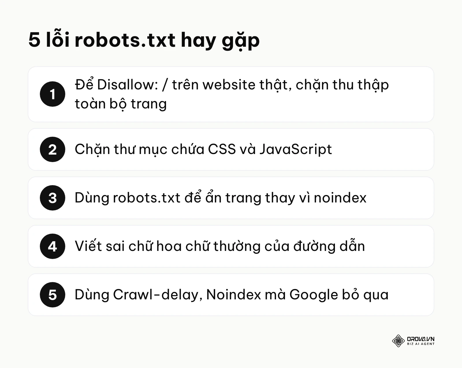 Danh sách 5 lỗi robots.txt hay gặp