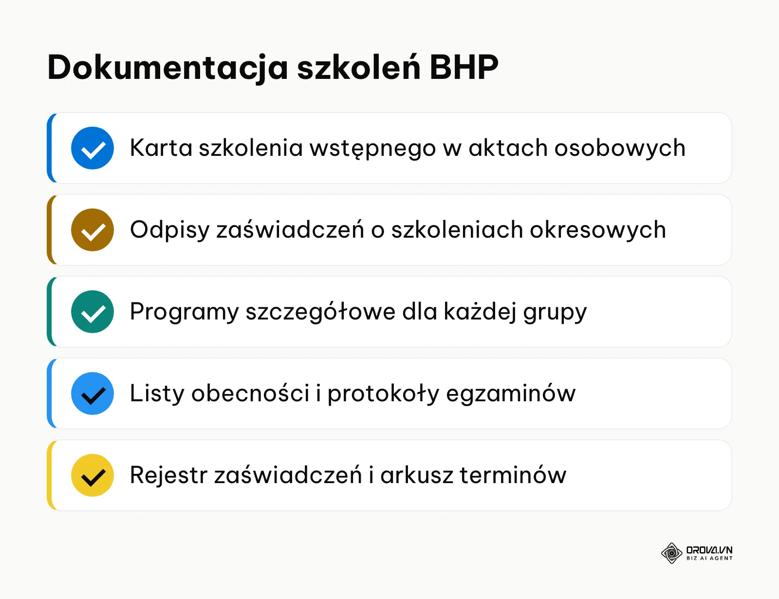 Lista dokumentów szkoleń BHP do przechowywania w firmie
