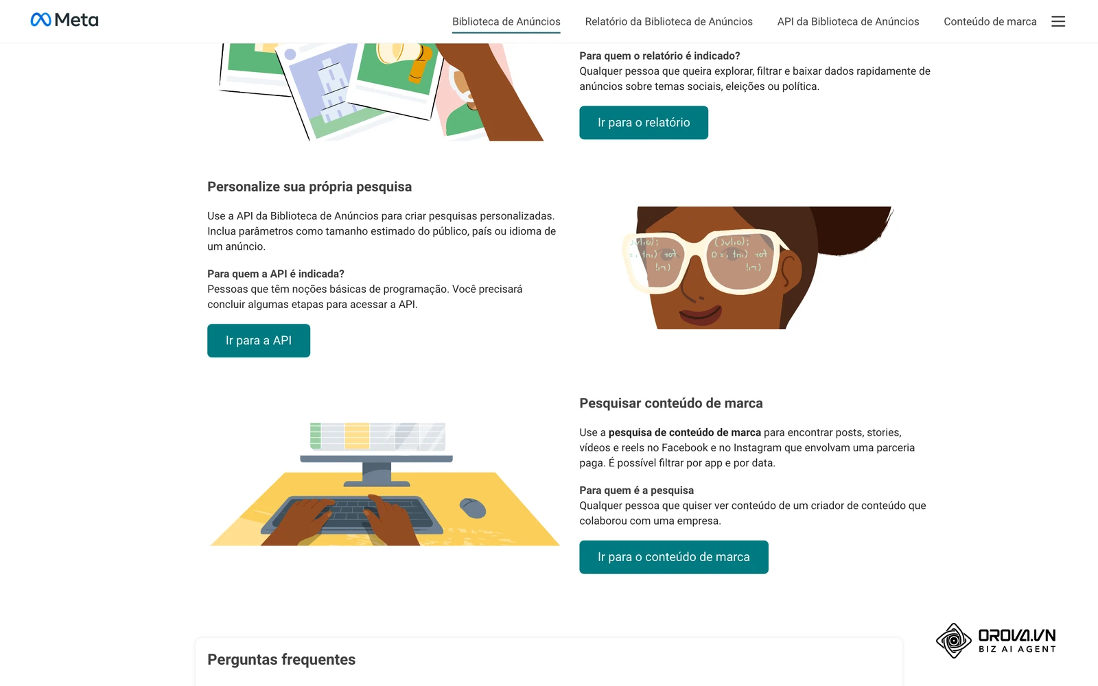 Biblioteca de Anúncios da Meta: consulta pública das campanhas que uma empresa tem em veiculação no Facebook e no Instagram.