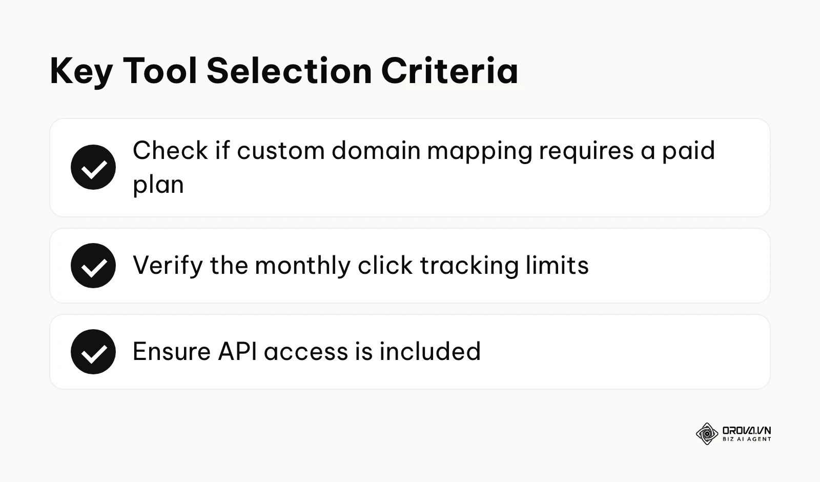 Summary checklist of what to look for in a link management tool