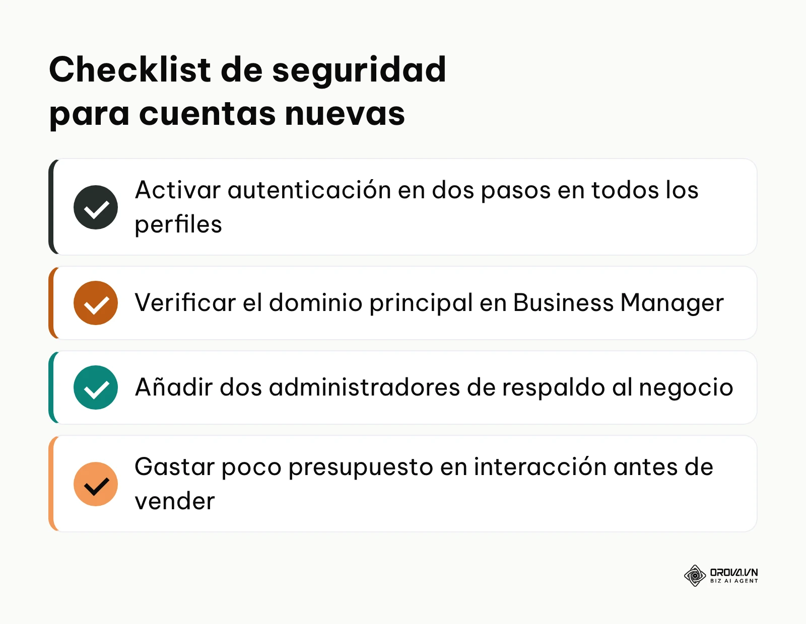 Checklist de pasos de seguridad para evitar bloqueos en Meta Business Manager.