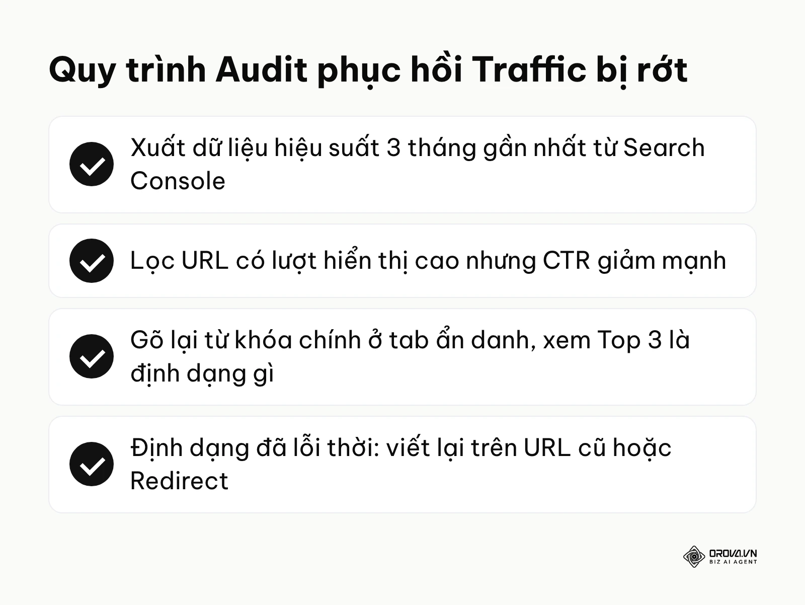 Danh sách các đầu việc cần làm ngay để kiểm tra và khắc phục nội dung lỗi thời.