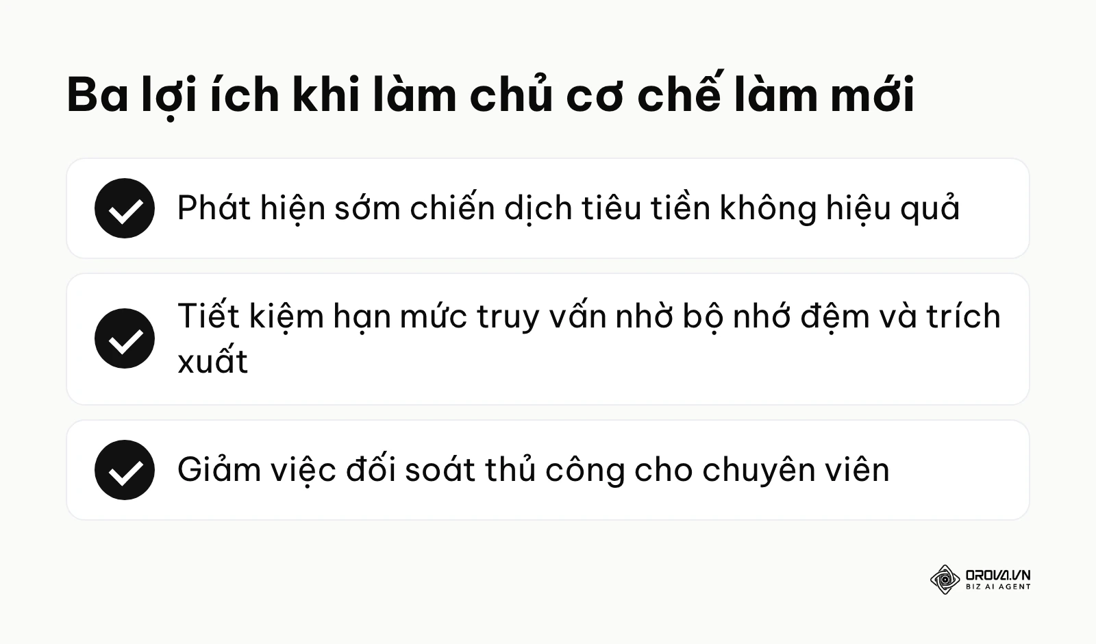 Tóm tắt ba lợi ích khi kiểm soát được cơ chế làm mới dữ liệu