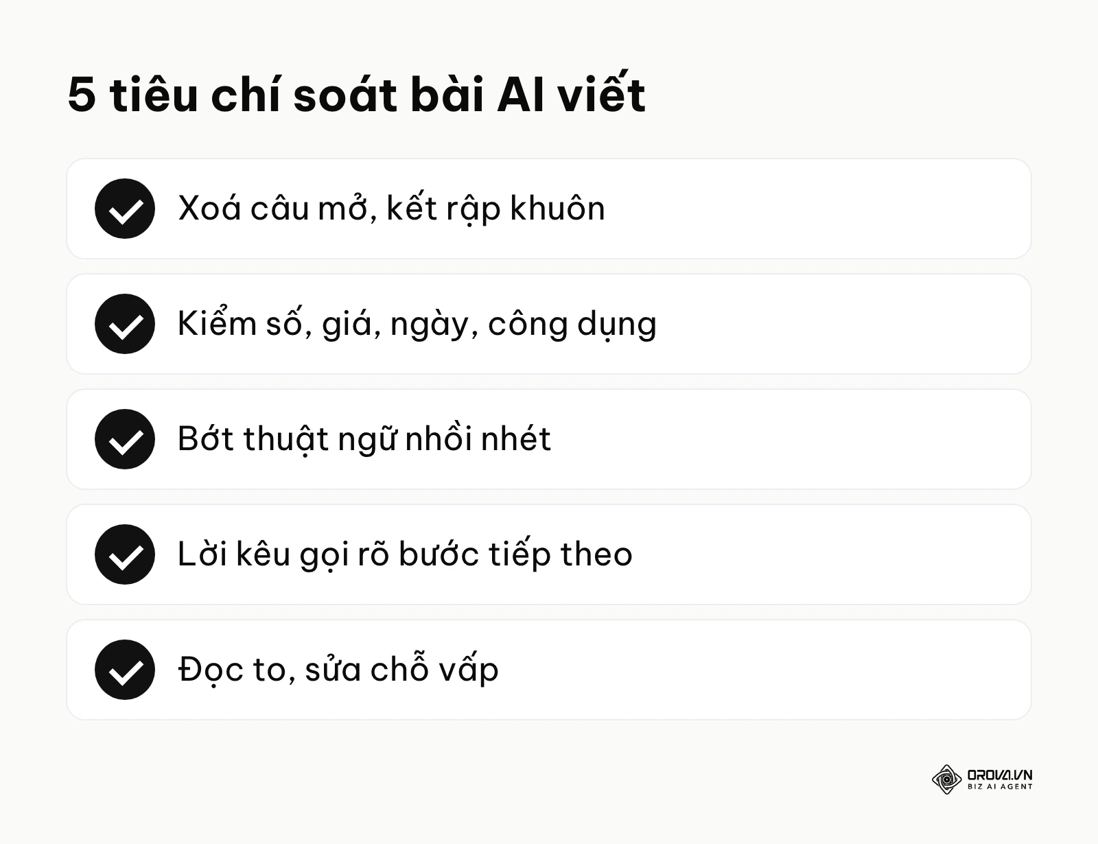 Danh sách 5 tiêu chí soát bài caption do AI viết