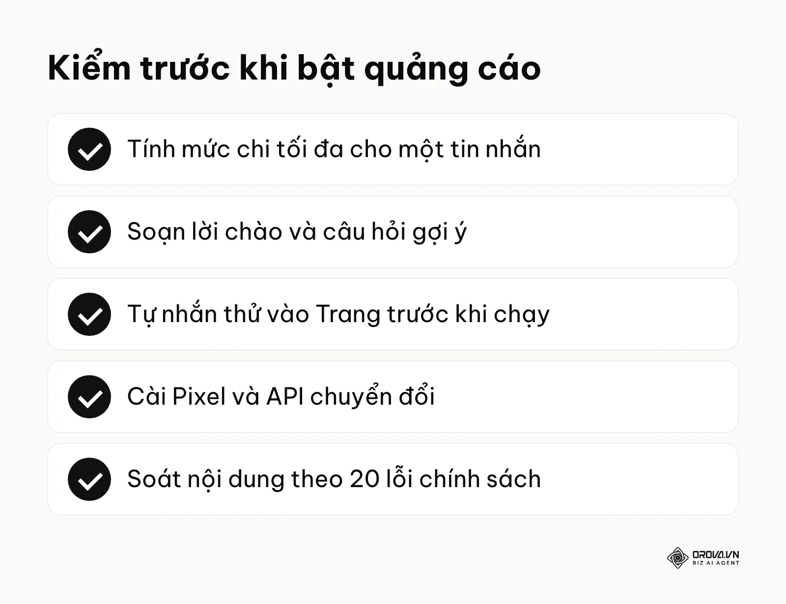 Danh sách năm việc cần kiểm trước khi bật quảng cáo Messenger