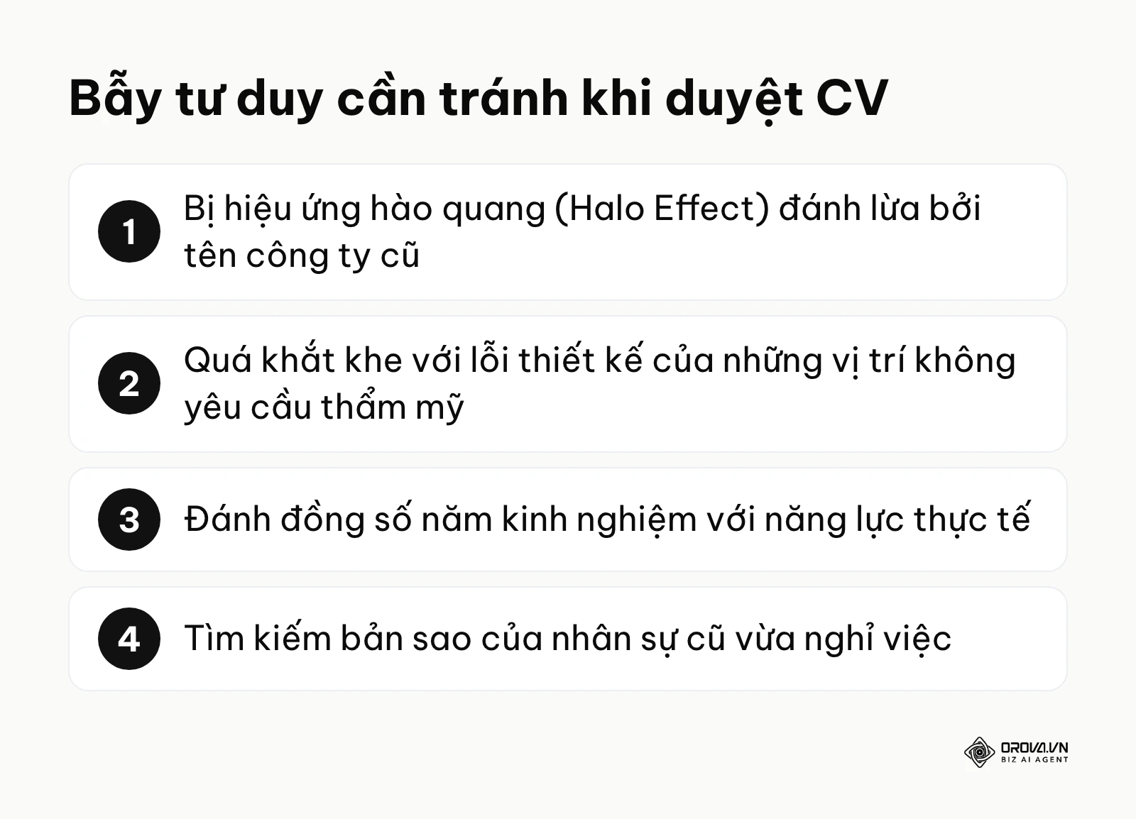 Tóm tắt các sai lầm tư duy thường gặp của nhà tuyển dụng khi đánh giá hồ sơ