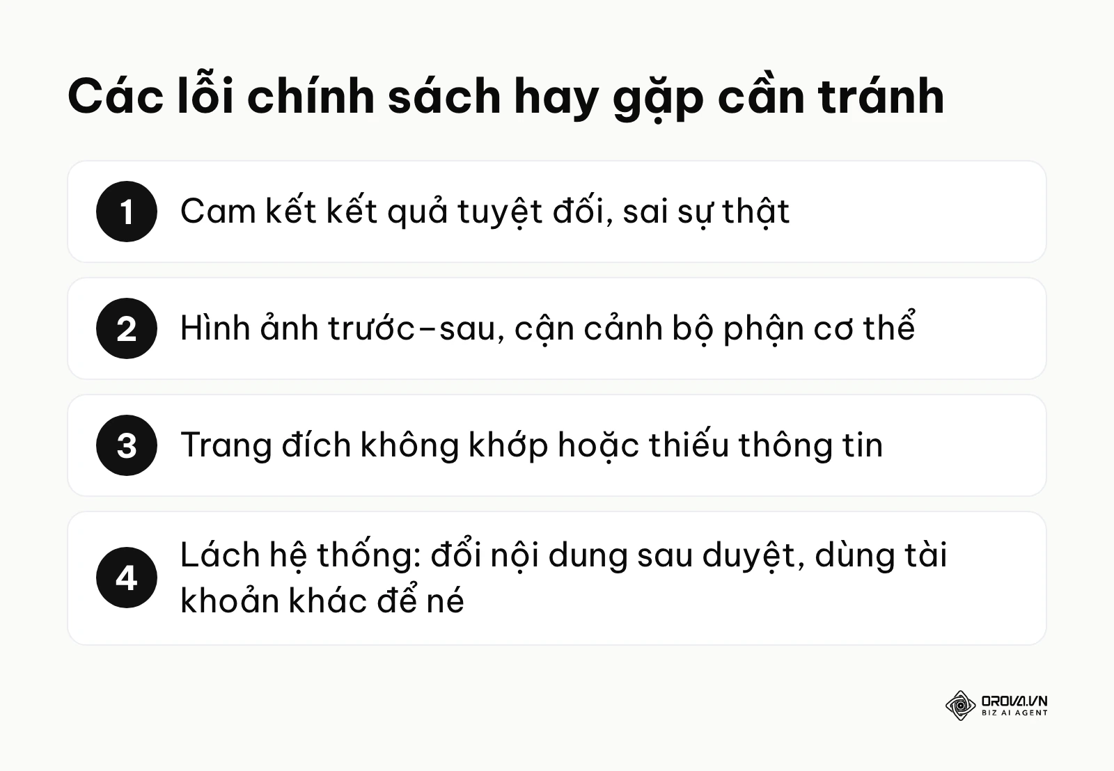 Danh sách các lỗi vi phạm chính sách quảng cáo hay gặp trên nền tảng của Meta