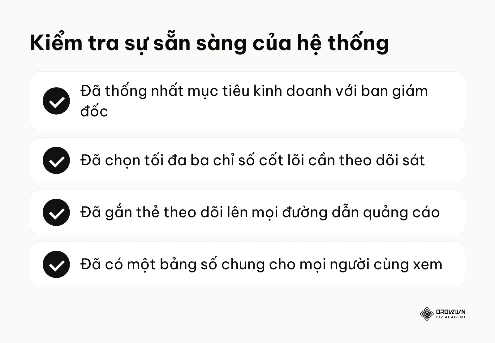 Bảng tóm tắt các bước chuẩn bị cơ bản để đưa số liệu vào khuôn khổ quản trị