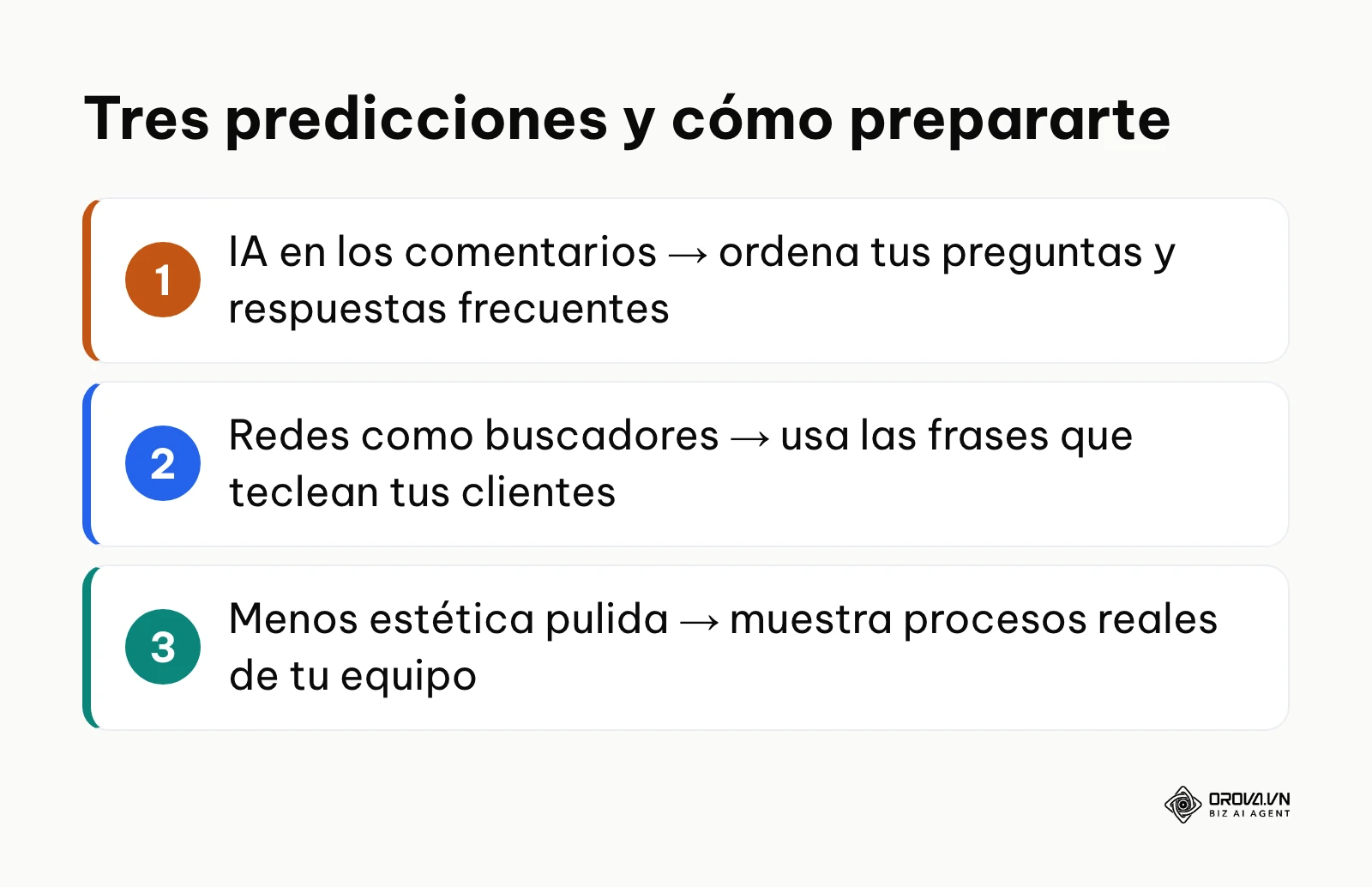 Resumen de tres tendencias previstas en redes sociales y la preparación recomendada para cada una.