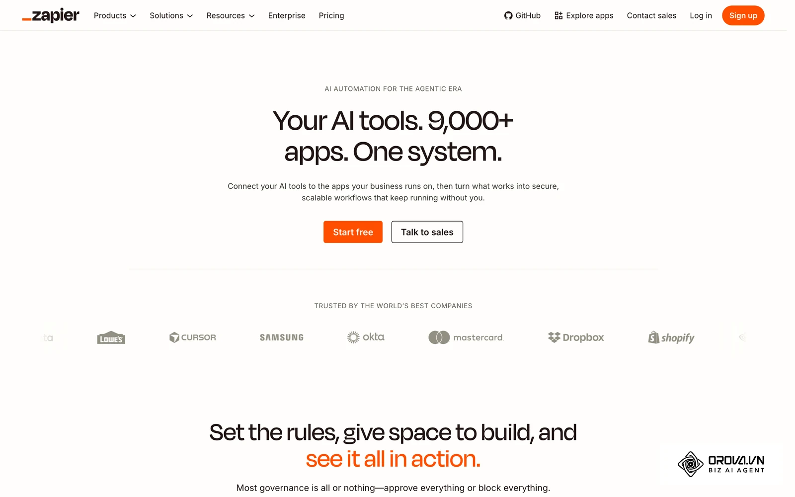 Zapier nối công cụ AI với các ứng dụng doanh nghiệp đang dùng, hợp với người đã có tự động hoá rời rạc.