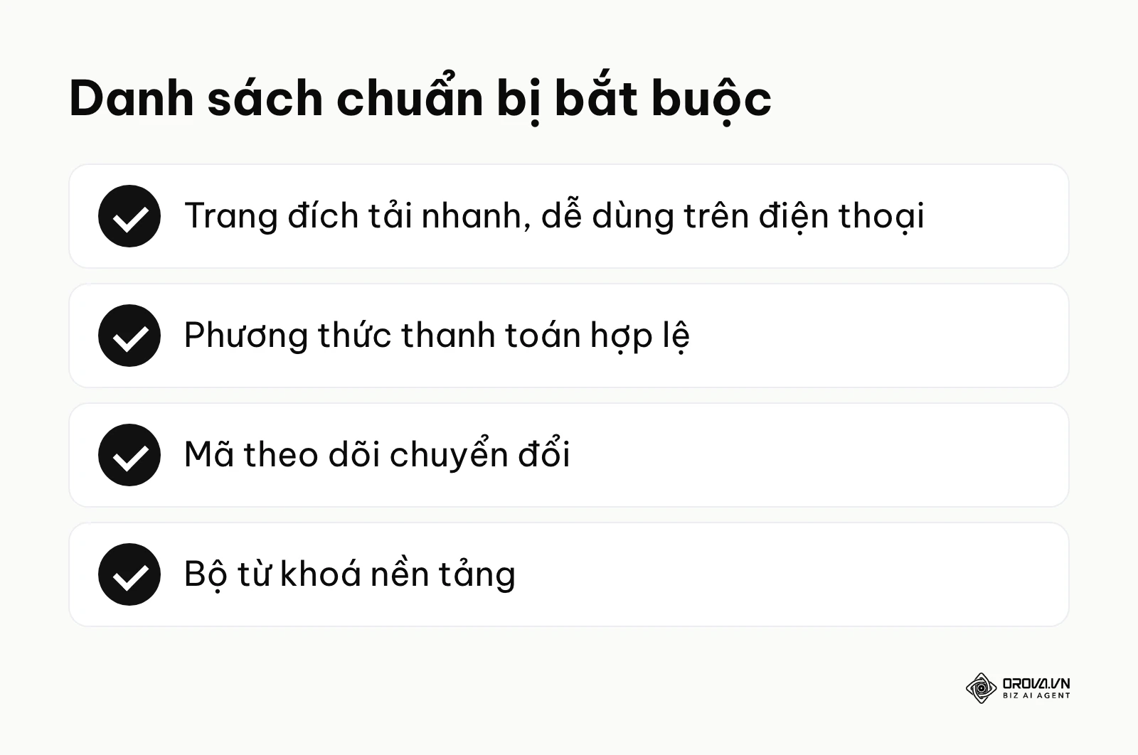 Bảng tóm tắt 4 yếu tố cốt lõi cần chuẩn bị trước khi thiết lập tài khoản quảng cáo.