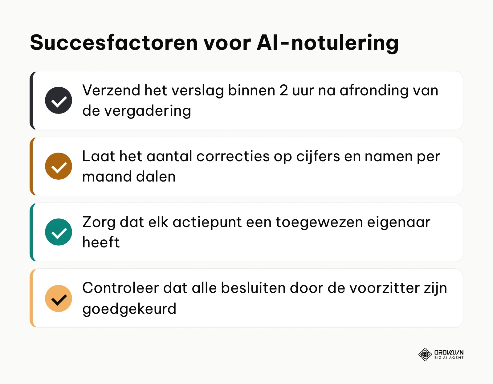 Overzicht van kernindicatoren om de kwaliteit en effectiviteit van AI-notulen te meten