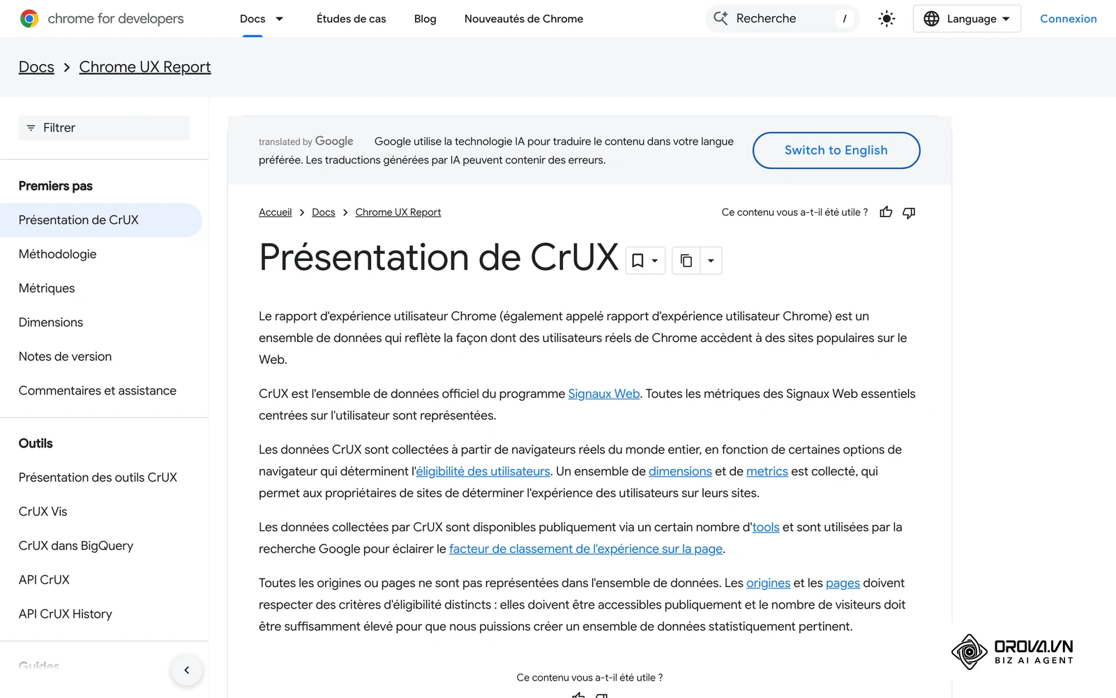 Documentation du rapport d'expérience utilisateur Chrome (CrUX), source des données de terrain.