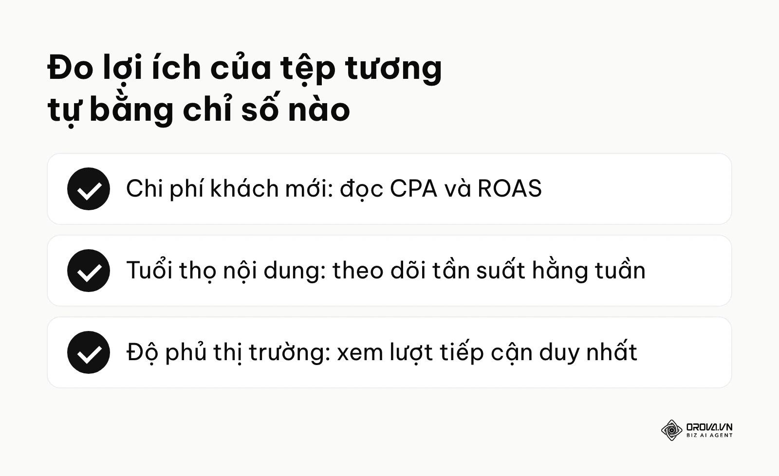 Ba lợi ích của tệp tương tự và chỉ số dùng để đo từng lợi ích.