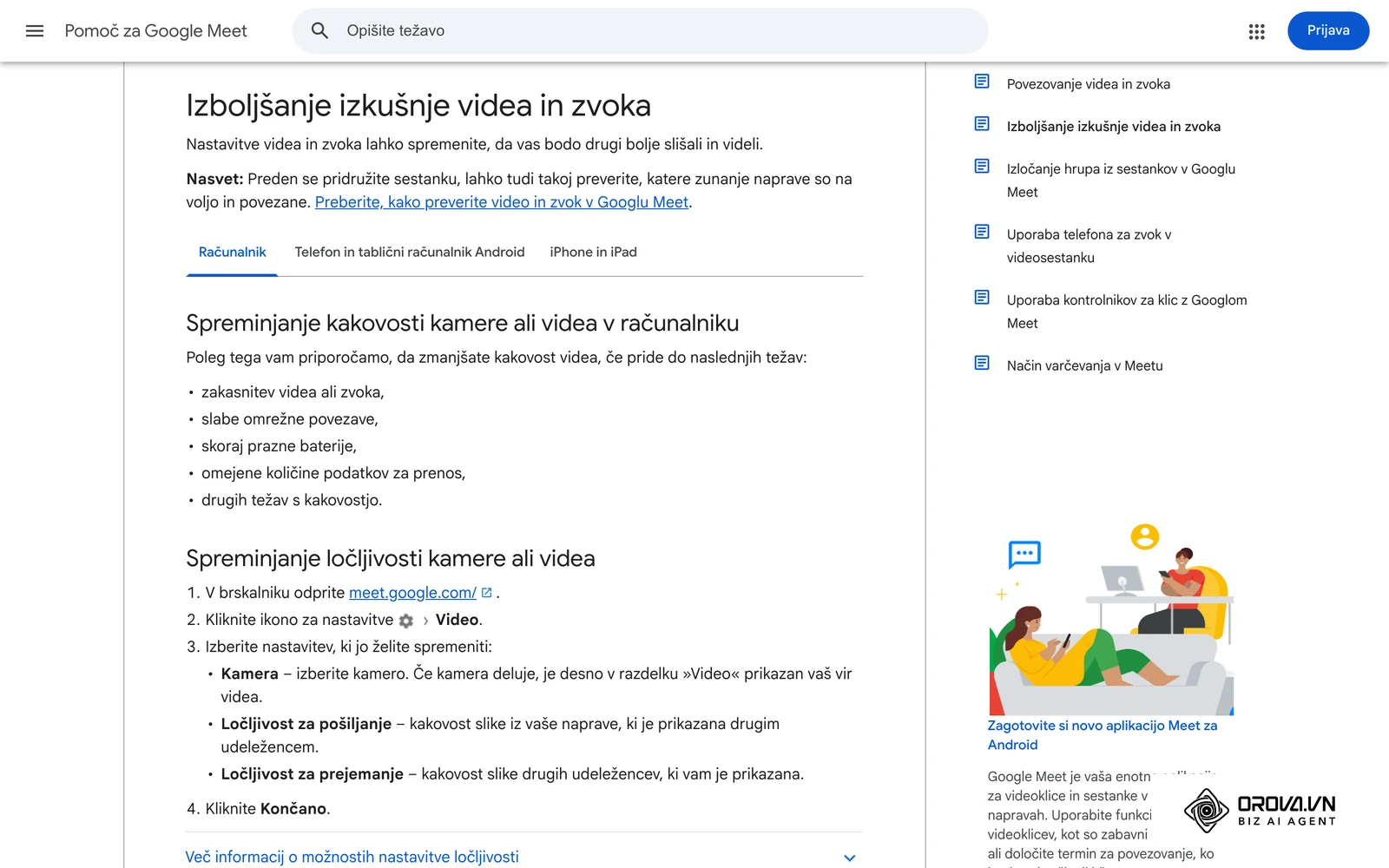 Uradna pomoč za Google Meet: izboljšanje izkušnje videa in zvoka pred klicem in med njim.