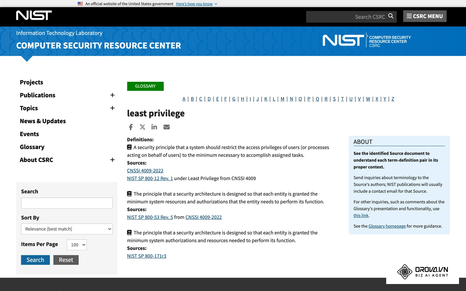 NIST 資訊安全詞彙表中的「最小權限」定義,是分配粉專存取權時的基本原則。