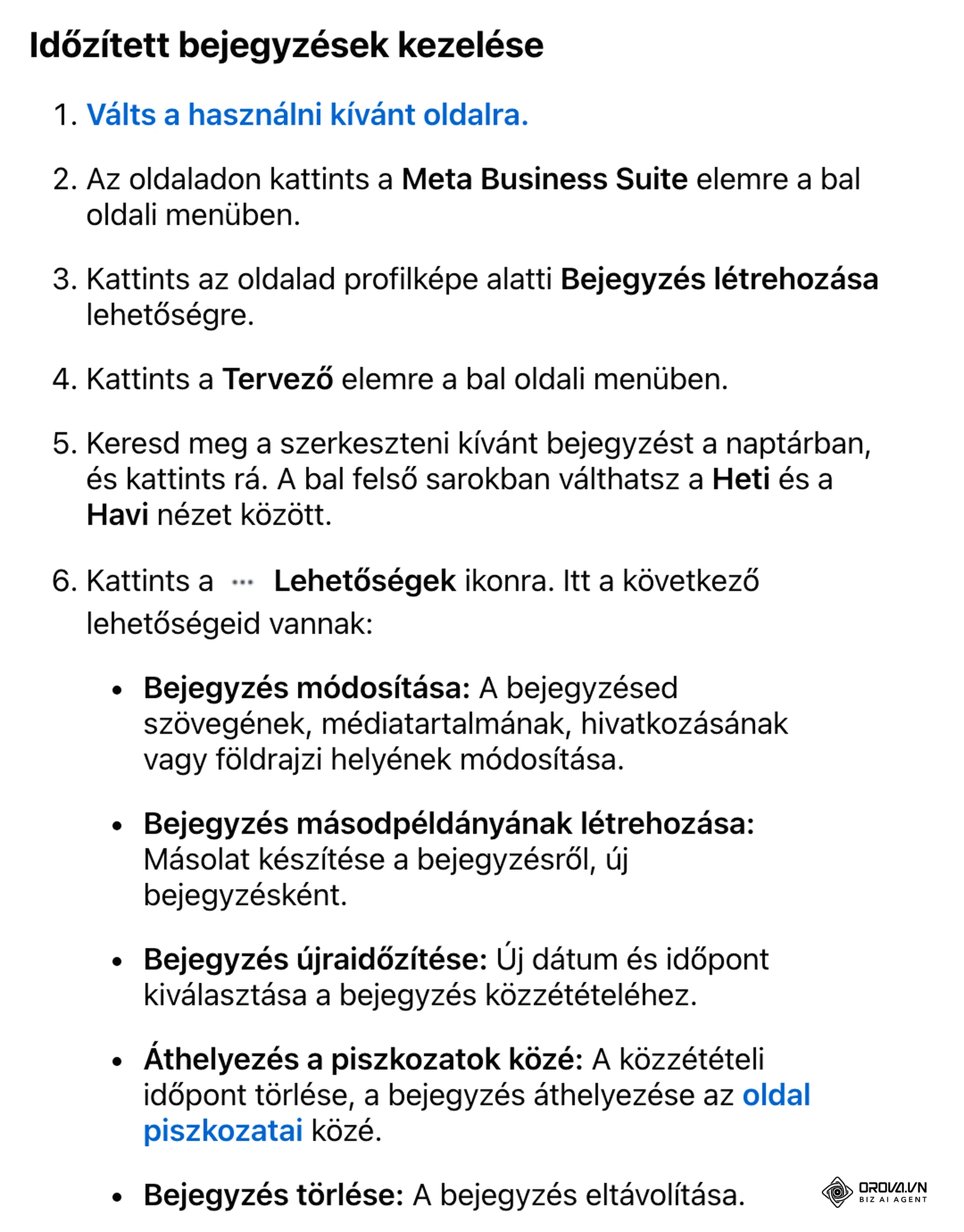 Facebook Súgóközpont magyarul: időzített bejegyzések kezelése a Tervezőben, a Bejegyzés módosítása, másodpéldány, újraidőzítés, piszkozat és törlés lehetőségekkel.