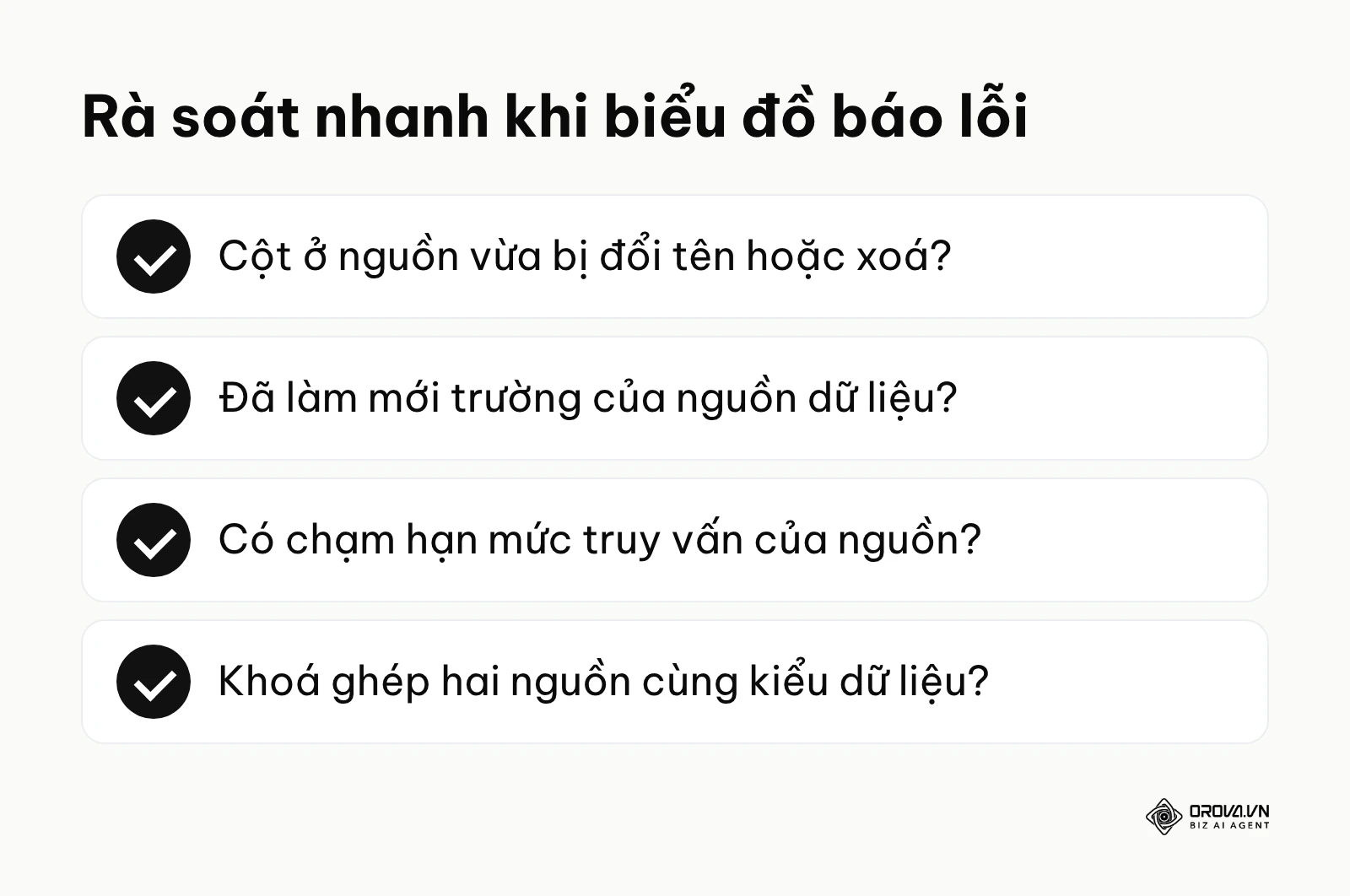 Danh sách rà soát khi biểu đồ Looker Studio báo lỗi