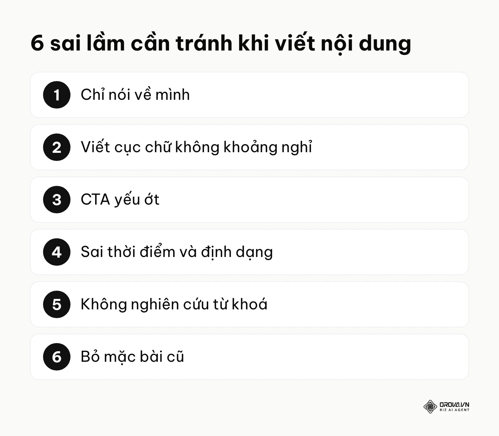 Danh sách tóm tắt các sai lầm phổ biến khi triển khai nội dung