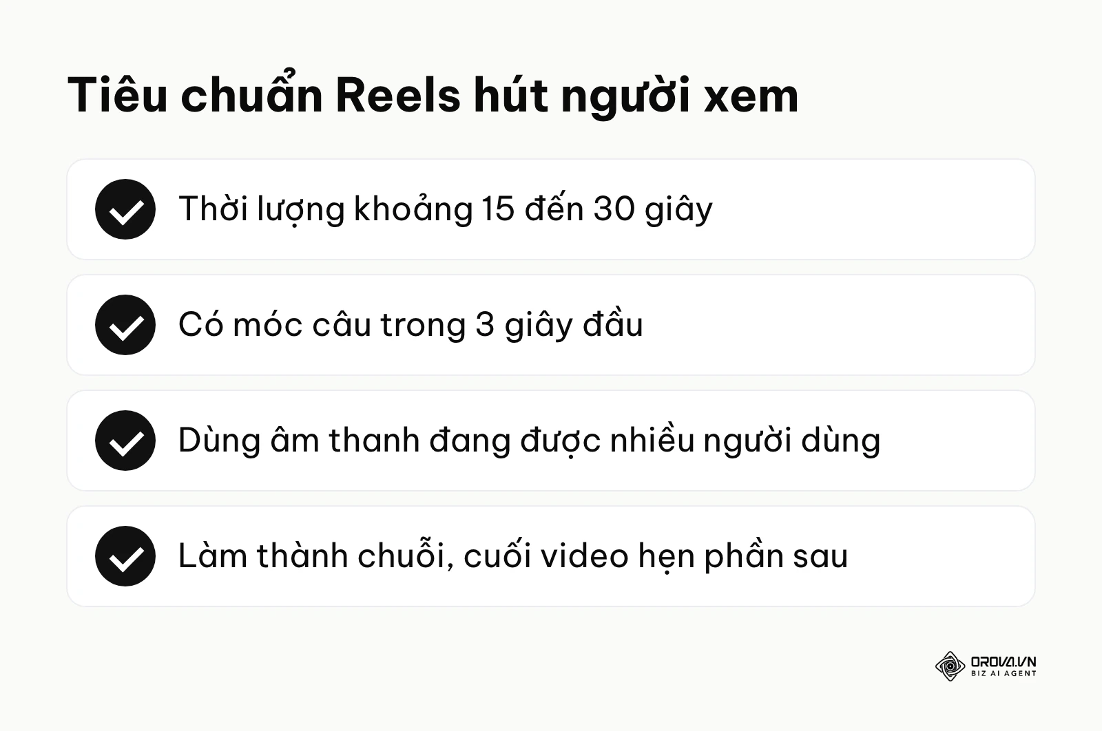 Danh sách các yếu tố cần thiết để tạo một video ngắn hiệu quả trên nền tảng.