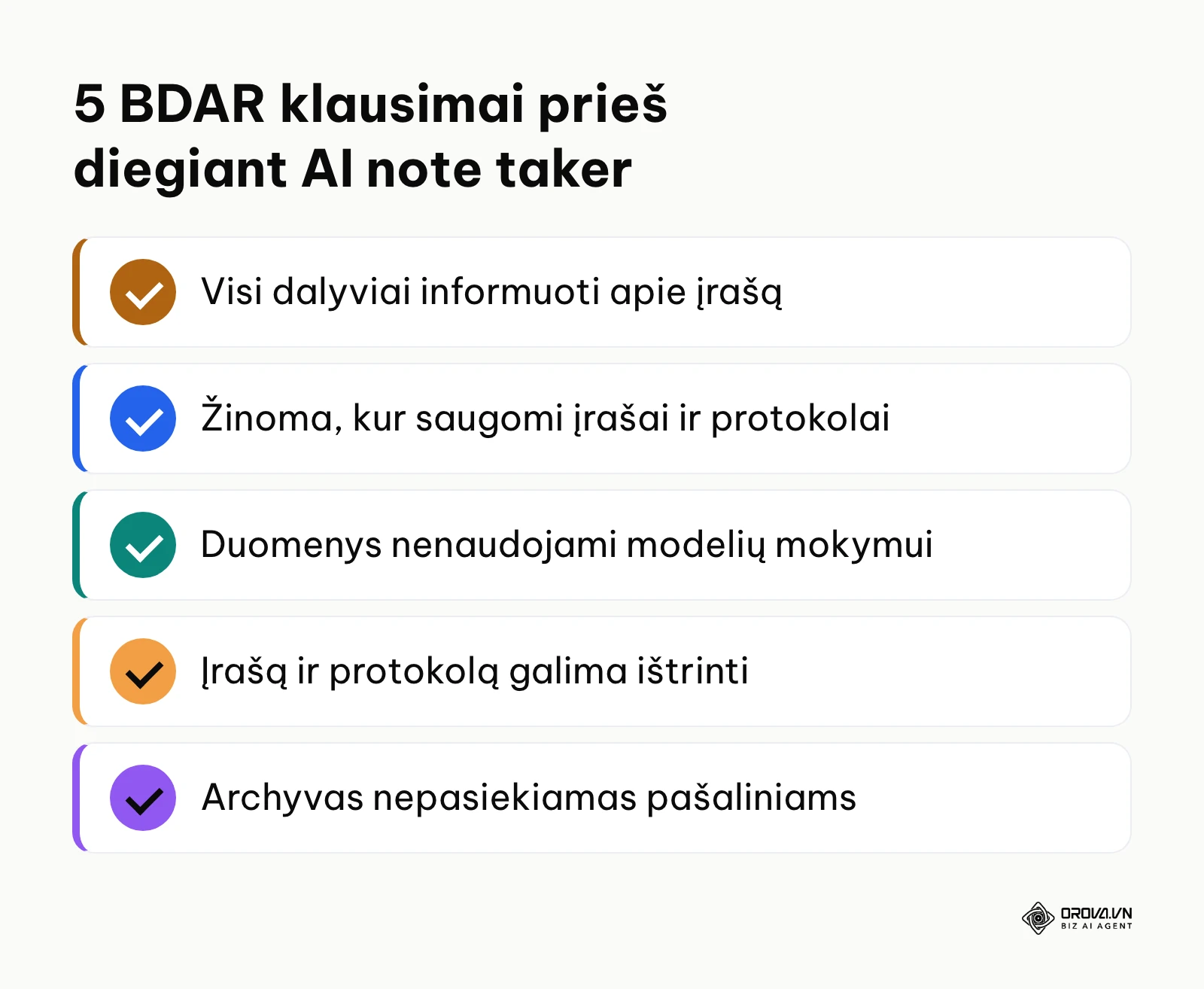 5 duomenų apsaugos klausimai, kuriuos verta patikrinti prieš diegiant AI užrašų įrankį
