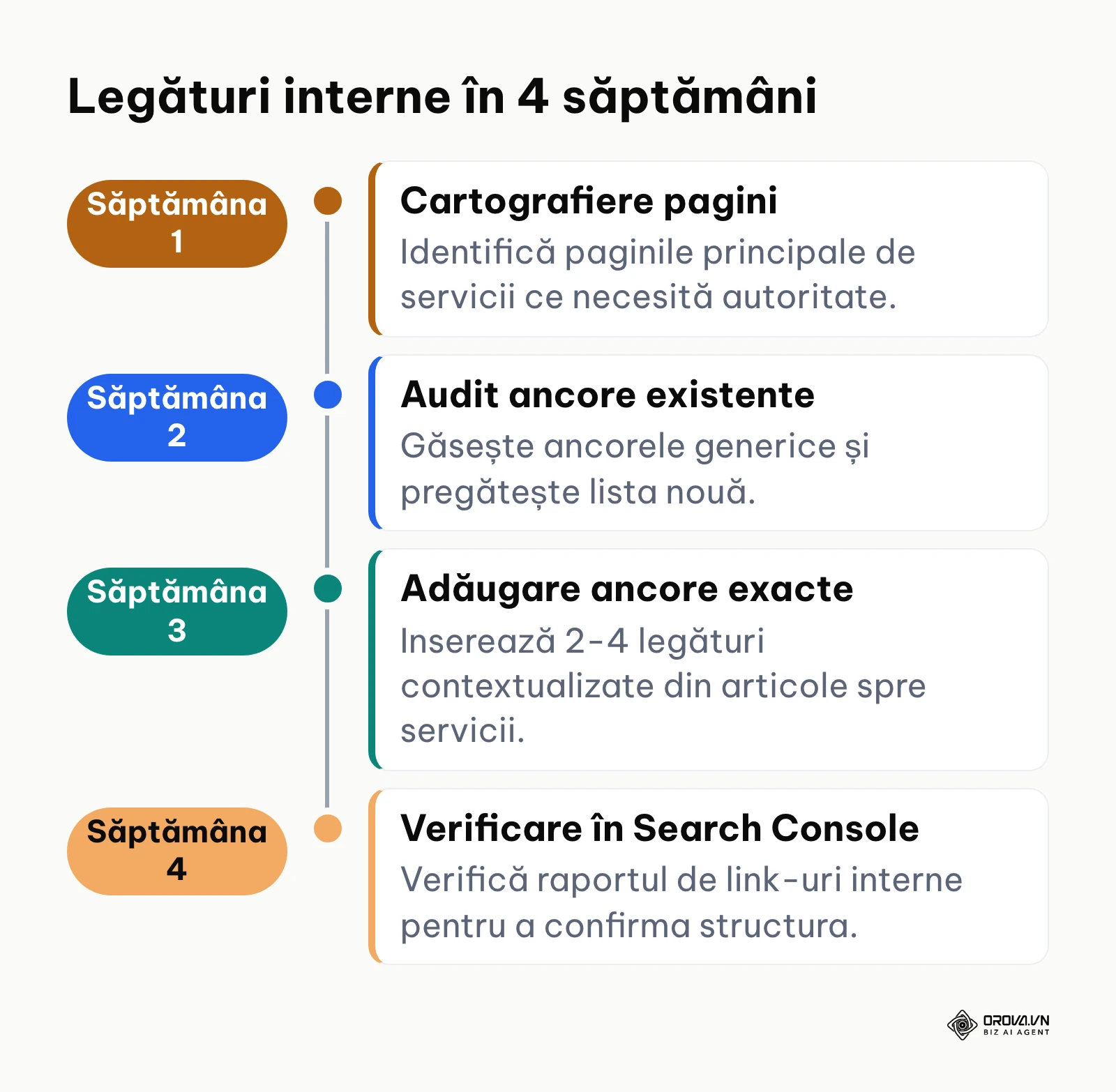 Cronologie pe 4 săptămâni pentru reorganizarea legăturilor interne pe site-ul de firmă