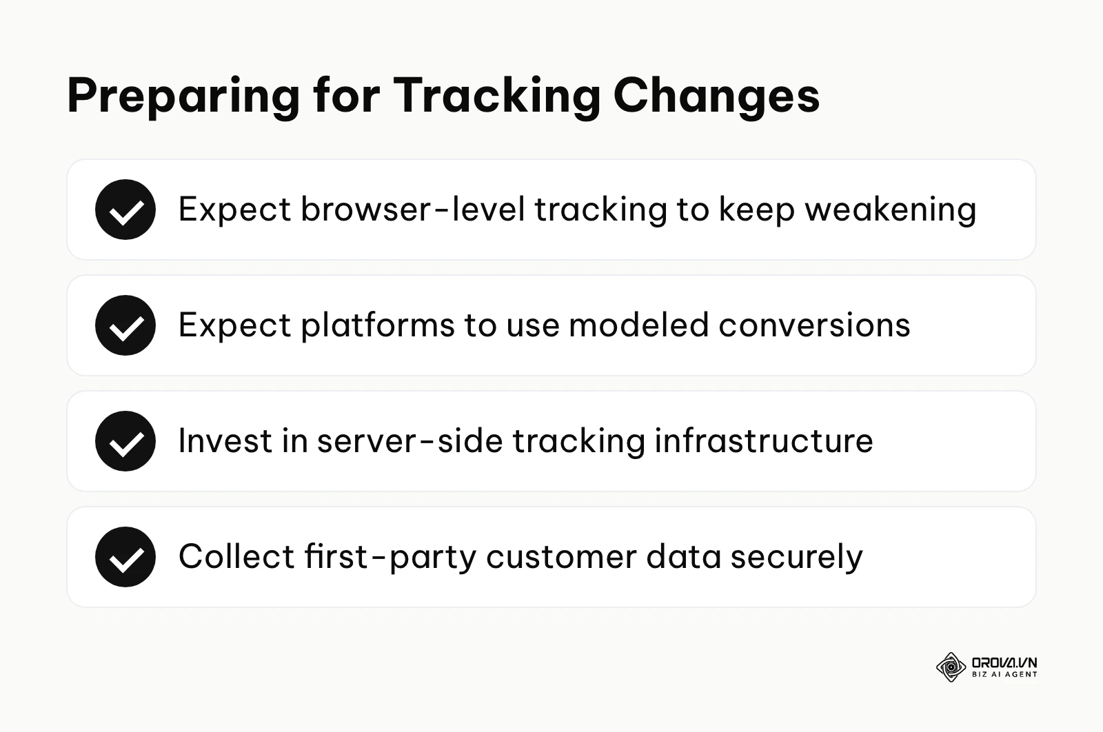 Key actions to prepare for the decline of browser-based tracking in ad platforms.