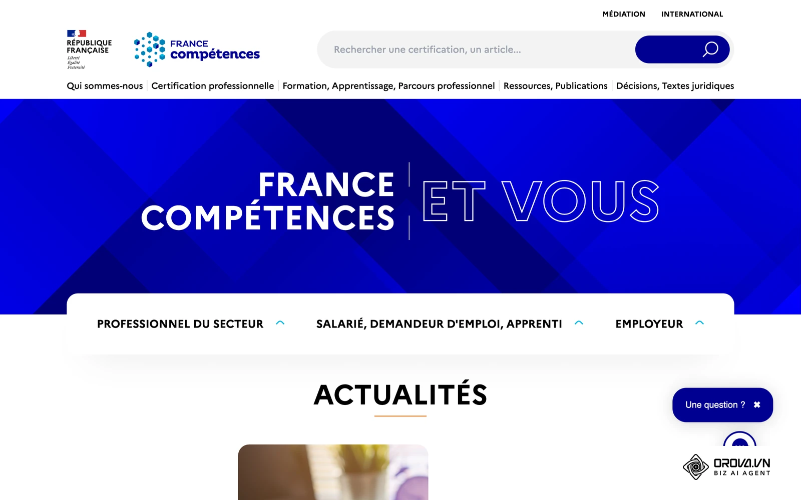 La plateforme nationale détaillant les exigences de la certification qualité Qualiopi pour les formations.