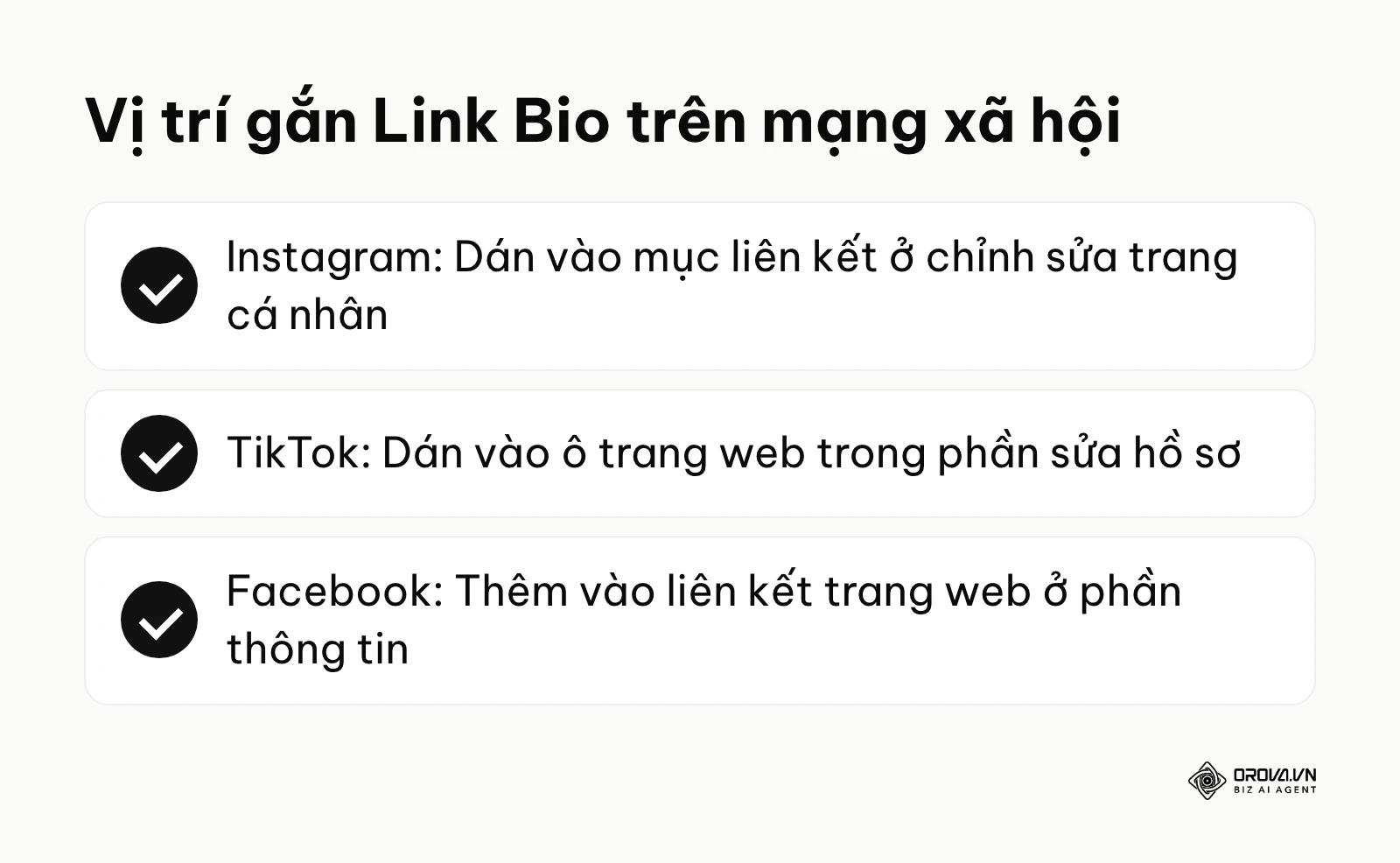 Hướng dẫn ngắn cách gắn Link Bio vào Instagram, TikTok và Facebook.