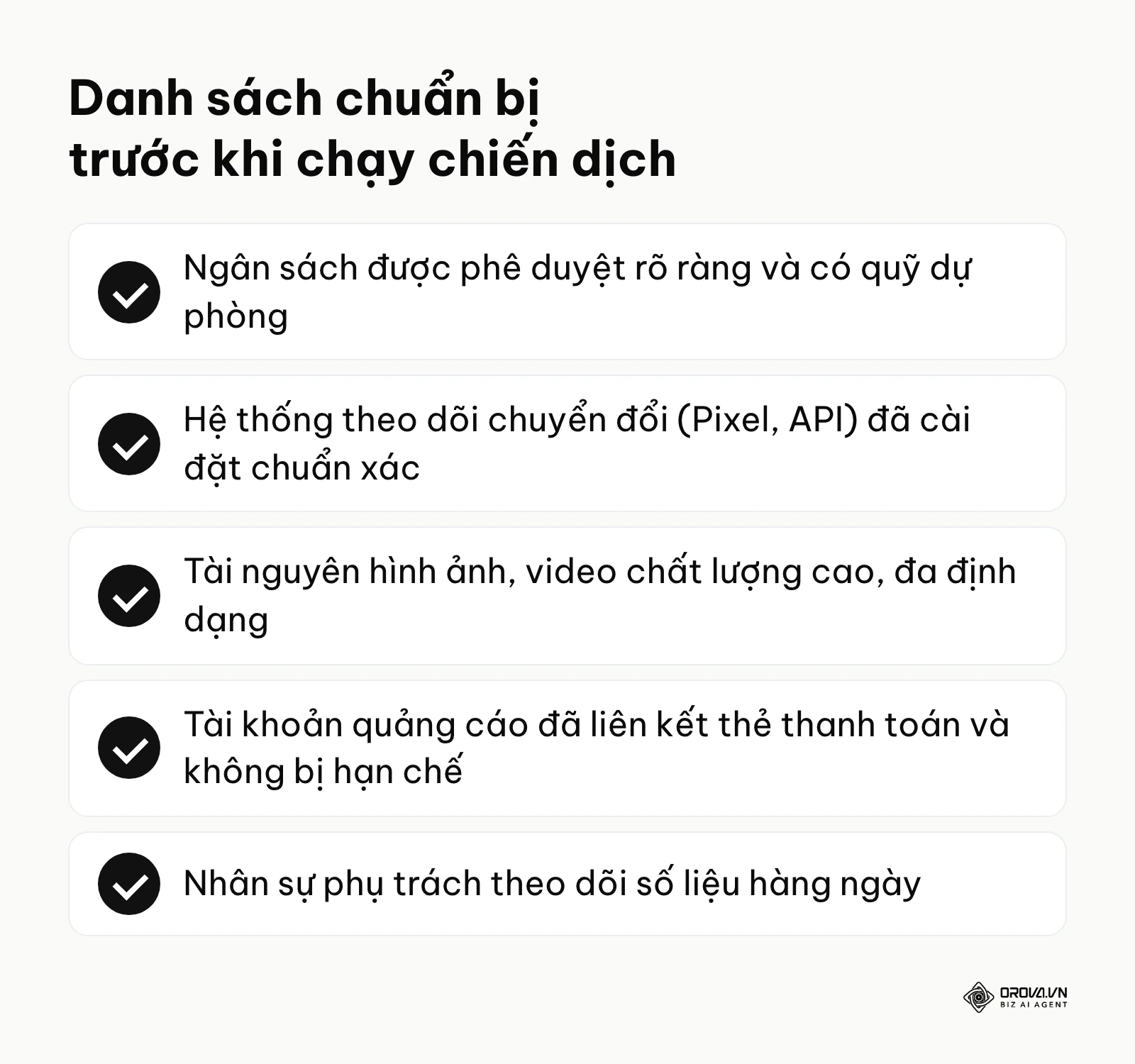 Danh sách các tài nguyên cần chuẩn bị trước khi chạy quảng cáo