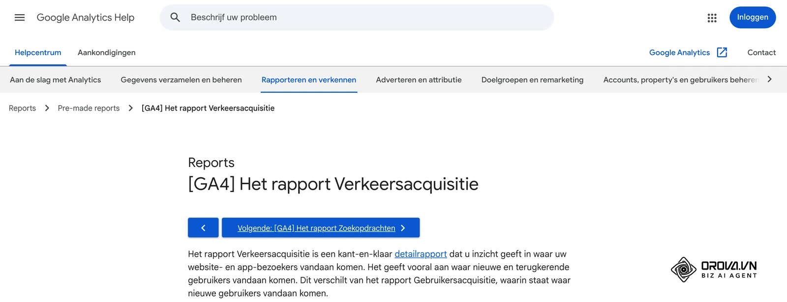 Nederlandstalige Google Analytics Help: [GA4] Het rapport Verkeersacquisitie