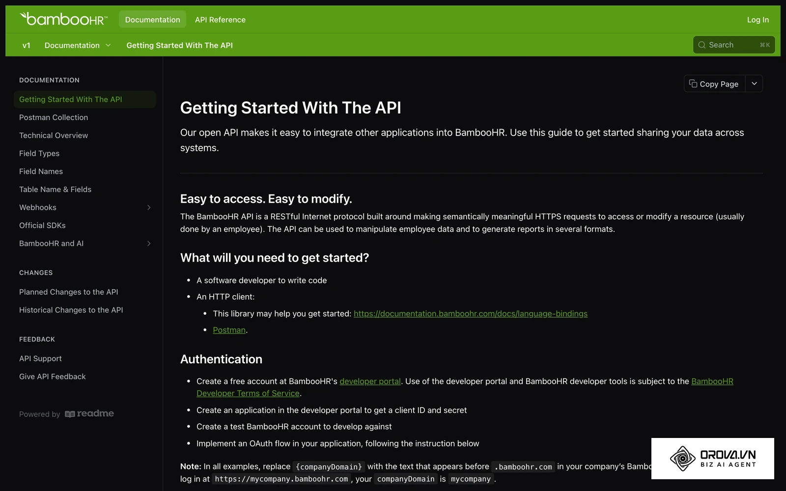 BambooHR publishes API documentation so its core HR records can be connected to other tools.
