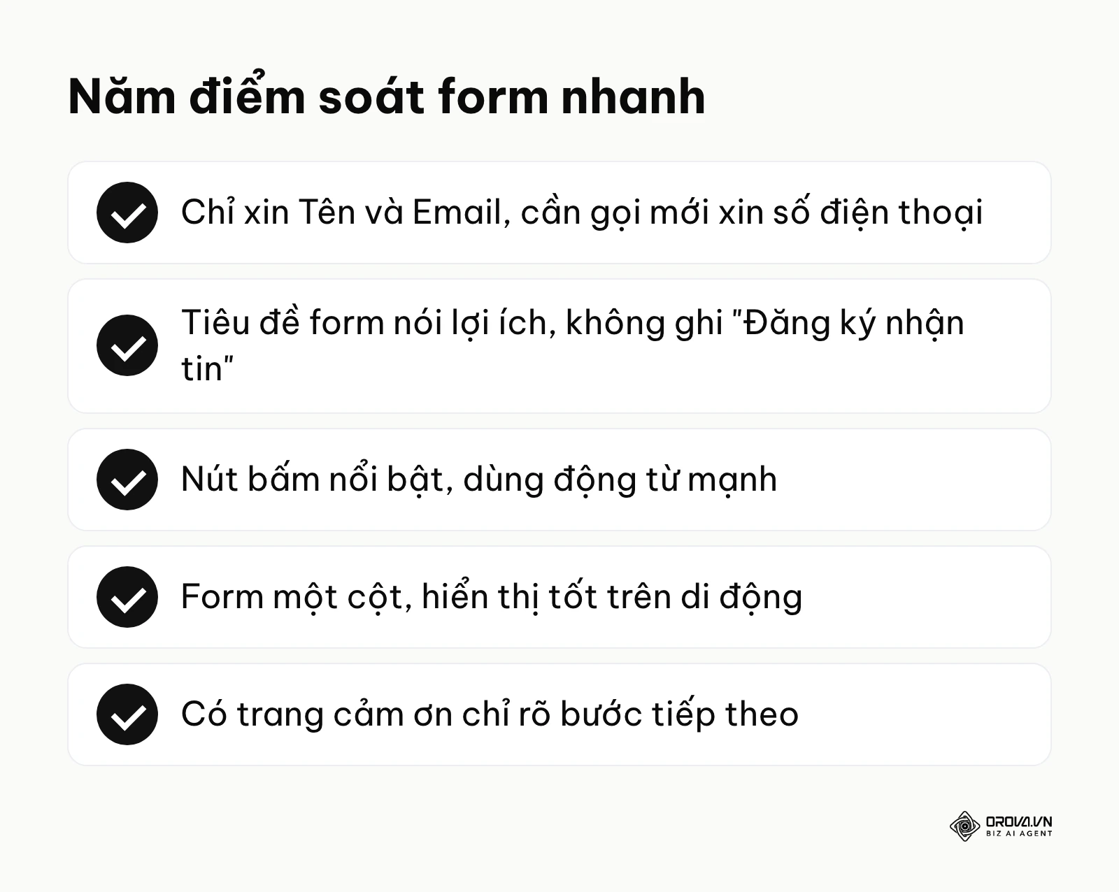 Danh sách năm điểm kiểm tra tối ưu form thu thập thông tin khách hàng tiềm năng
