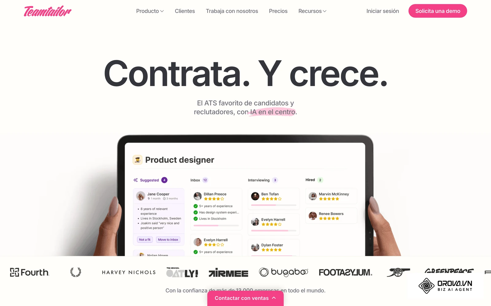 Página oficial de Teamtailor, software de reclutamiento.