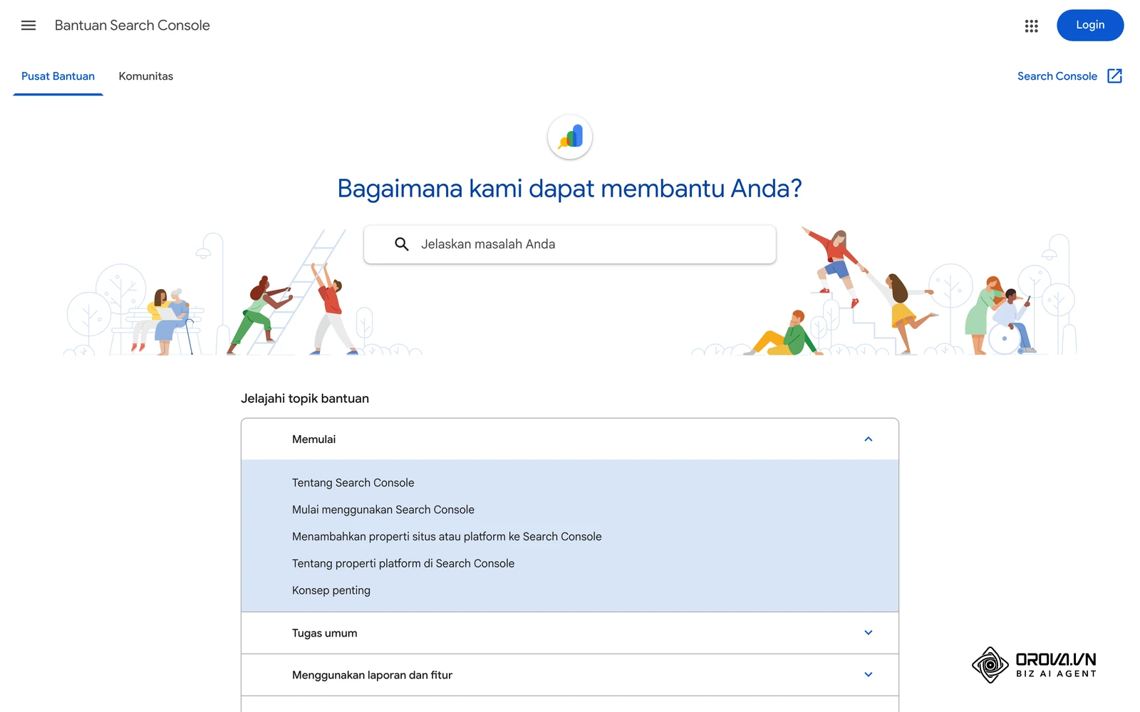 Pusat Bantuan rasmi Google Search Console dalam Bahasa Melayu, tempat rujukan setiap laporan yang dibincangkan dalam panduan ini.