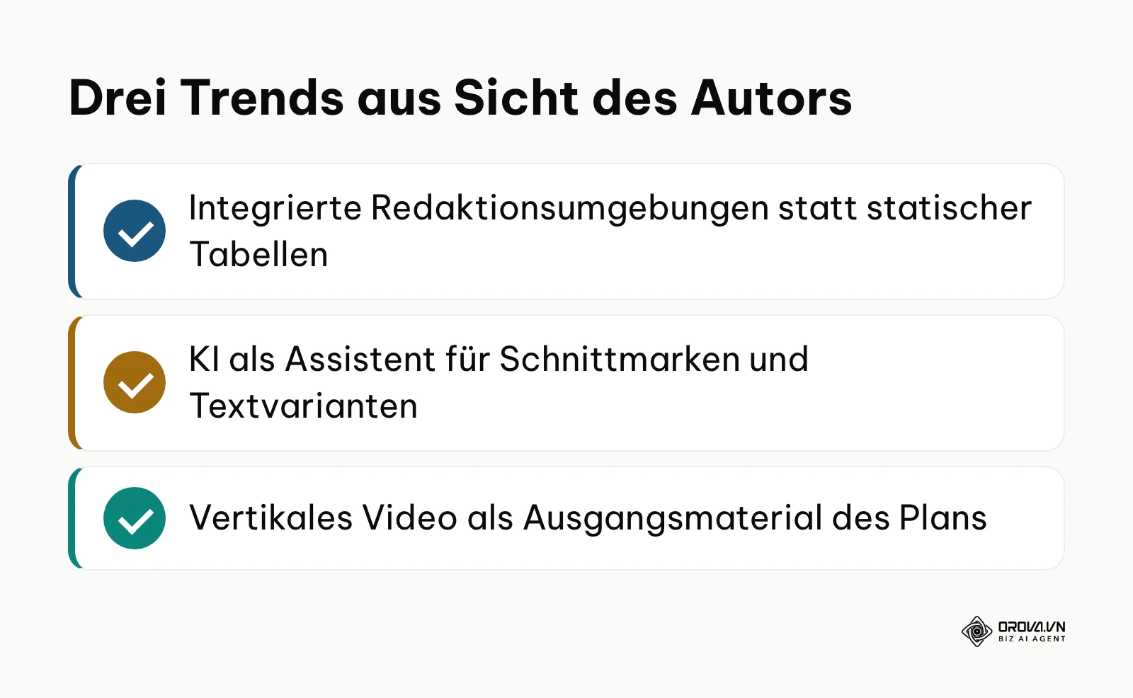 Zusammenfassung der drei Trends für Social-Media-Redaktionspläne.