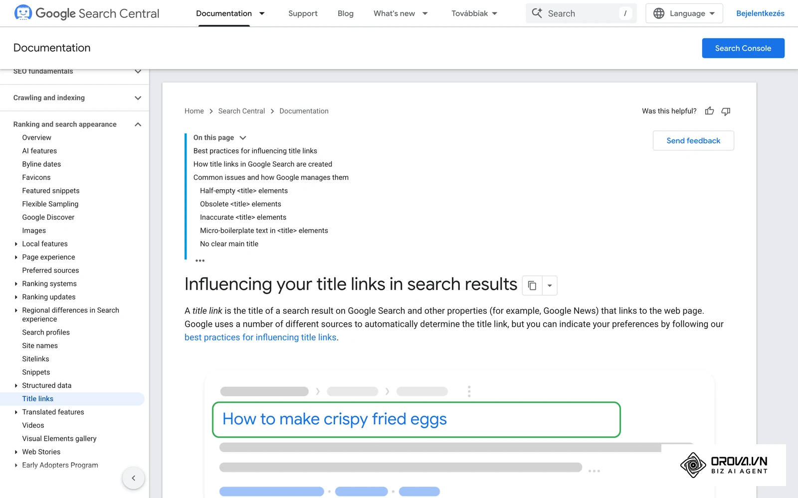 A Google dokumentációja a címlinkekről: leíró, tömör, oldalanként egyedi title elem, kulcsszóhalmozás nélkül.