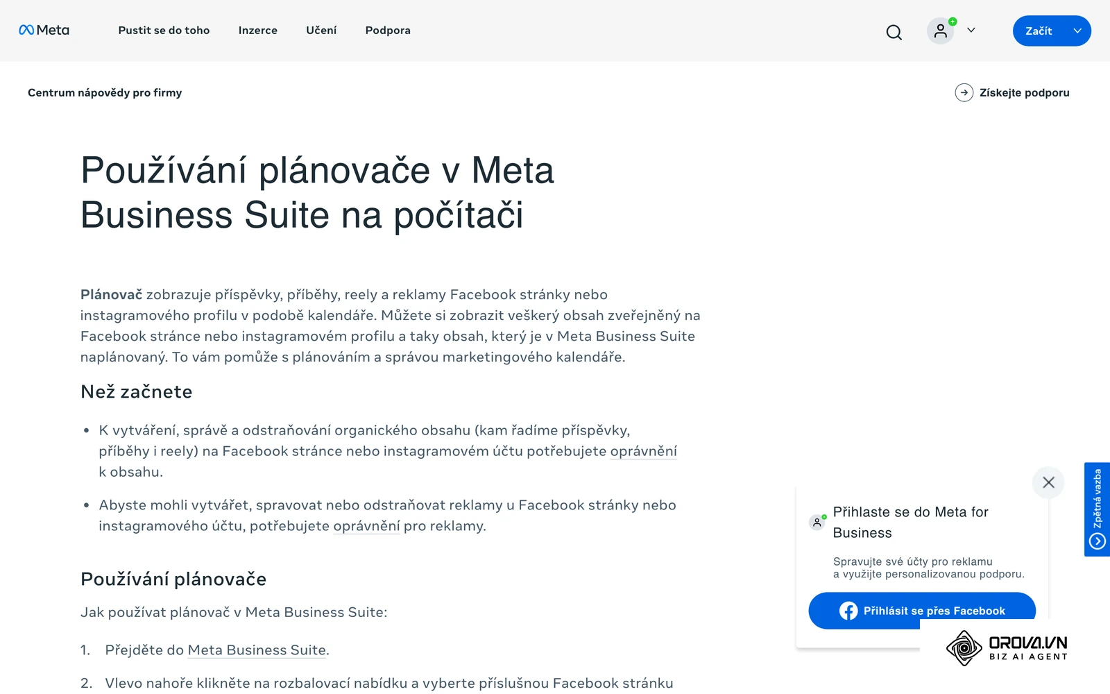 Nápověda Meta k Plánovači v Meta Business Suite na počítači: kalendář naplánovaných příspěvků.