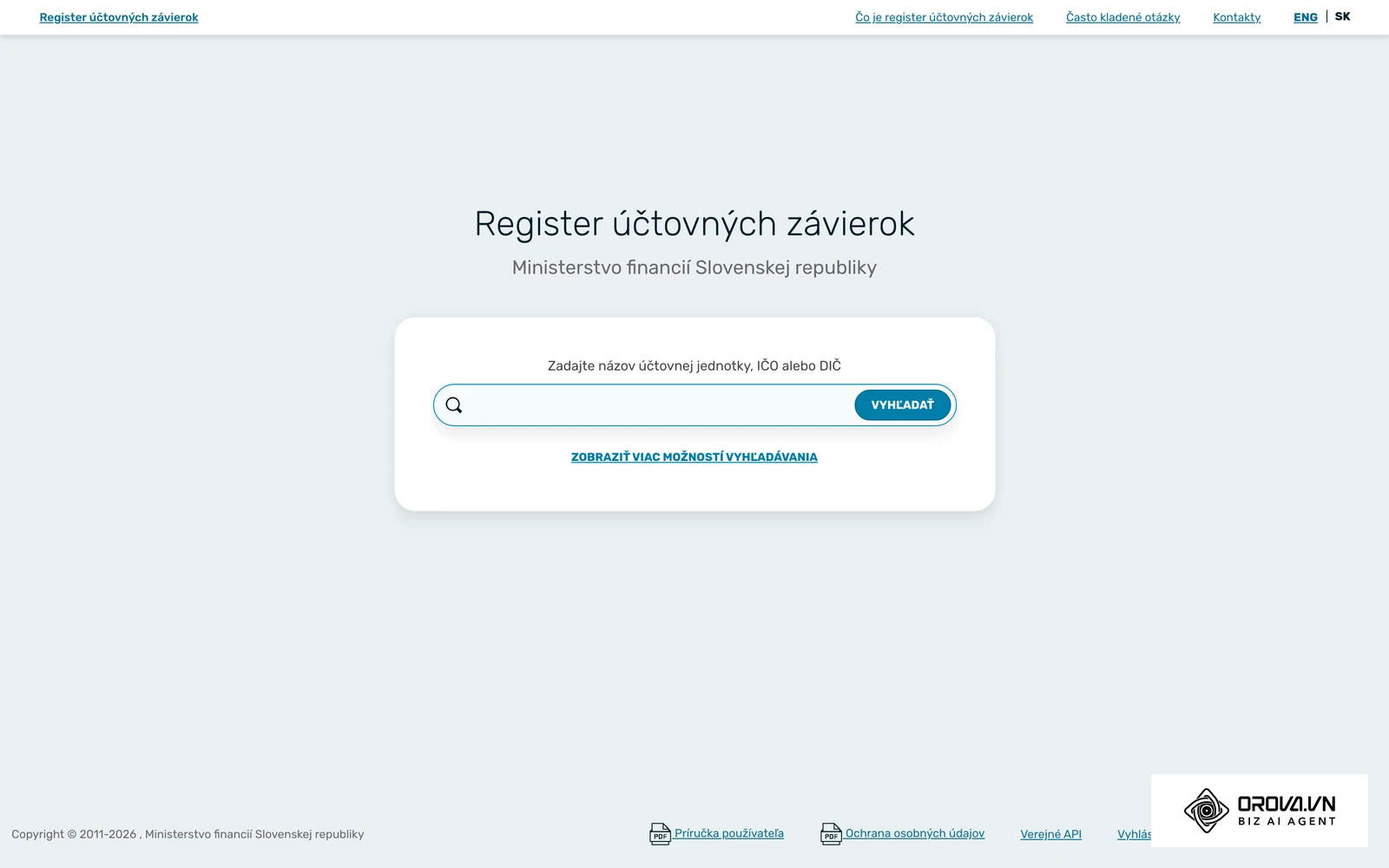 Vyhľadávanie v Registri účtovných závierok, kde overíte údaje o účtovnej jednotke.