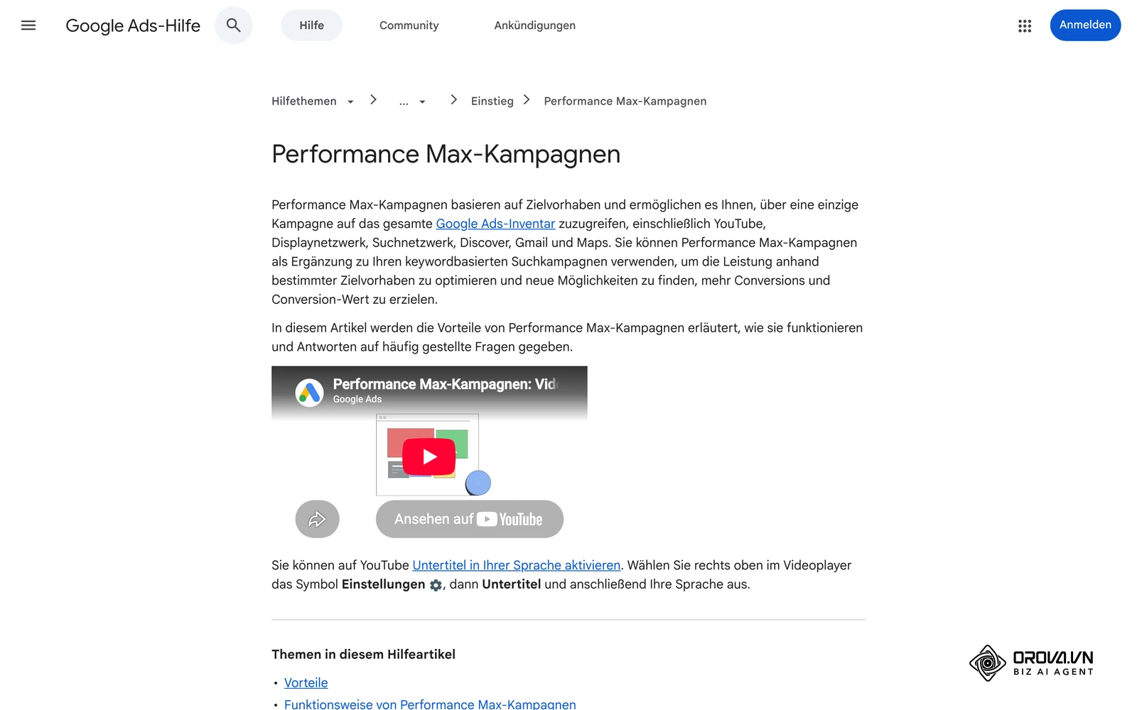 Google Ads-Hilfe: Übersicht zu Performance Max-Kampagnen.