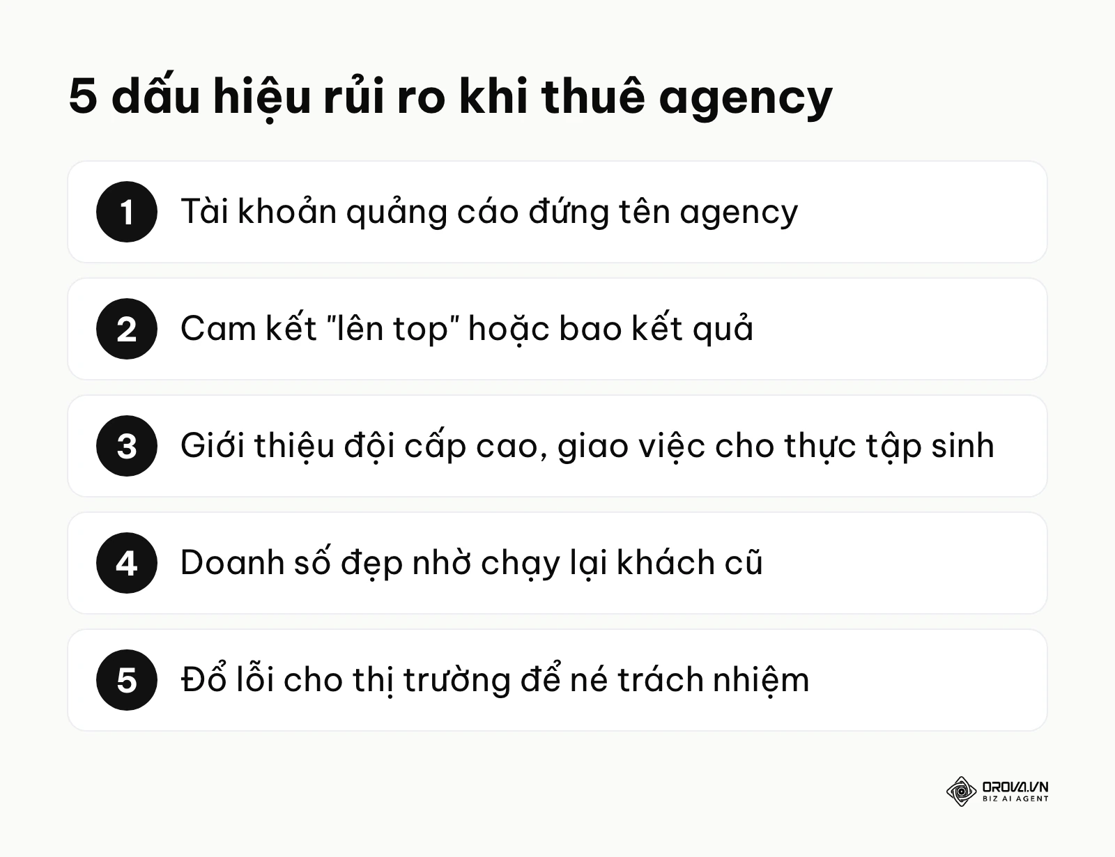 Năm dấu hiệu rủi ro khi làm việc với agency marketing