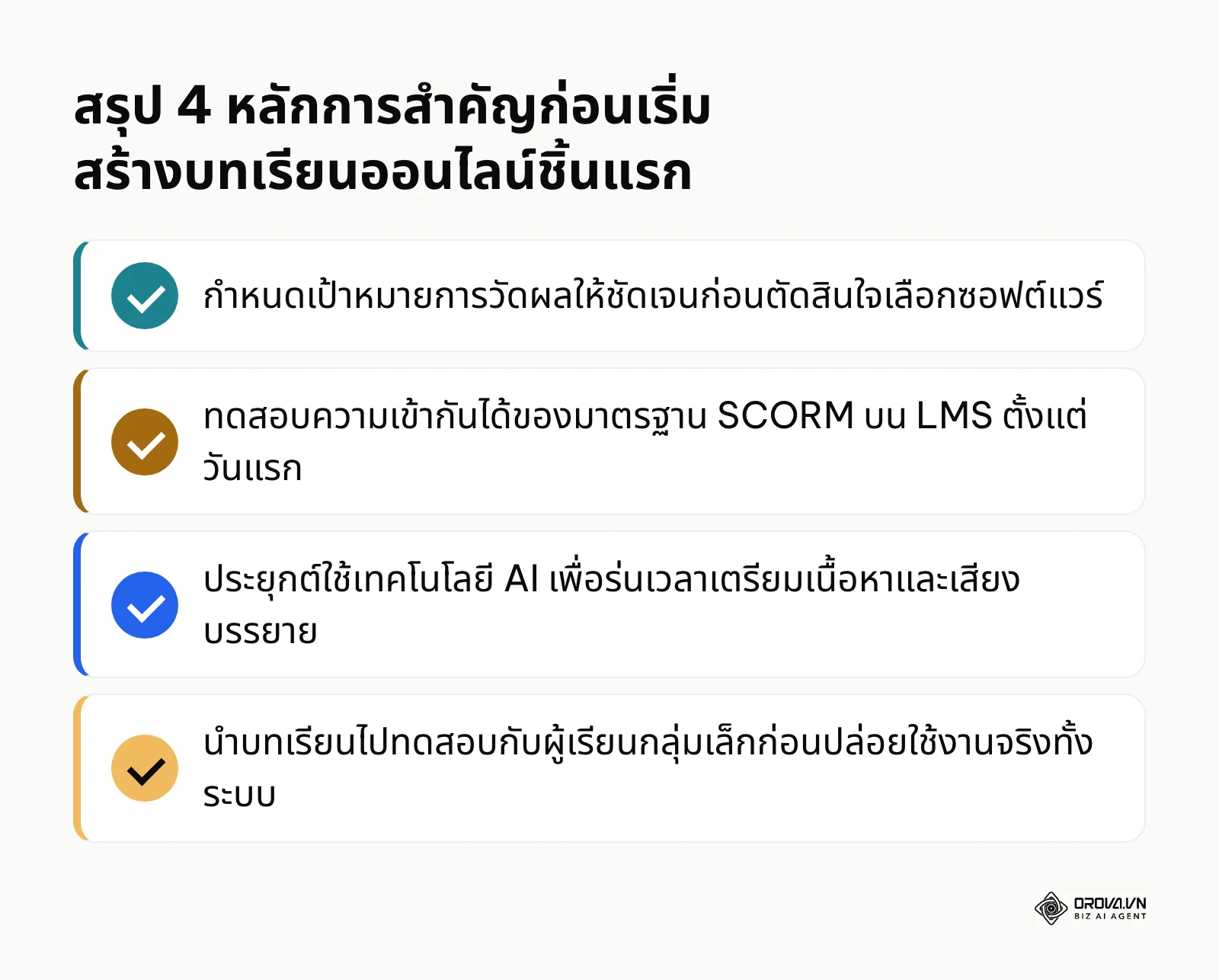รายการสรุปหลักการเริ่มต้นสร้างบทเรียนออนไลน์ให้สำเร็จและไม่ติดกับดักทางเทคนิค