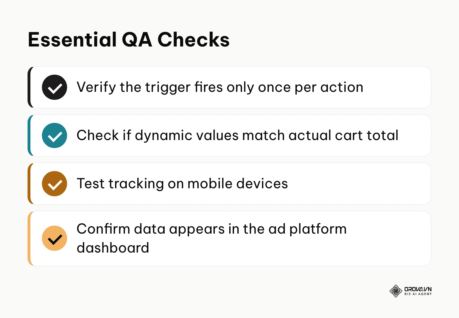 Checklist for verifying conversion event setup